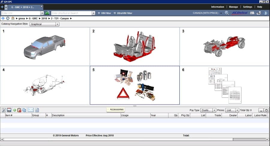 Partes de Colisión Autos GM General Motors EPC 2019