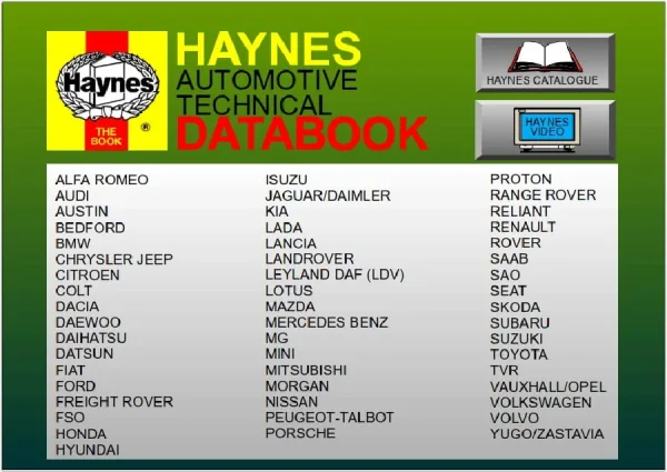 Marcas dentro del Haynes Manual Automotive Technical